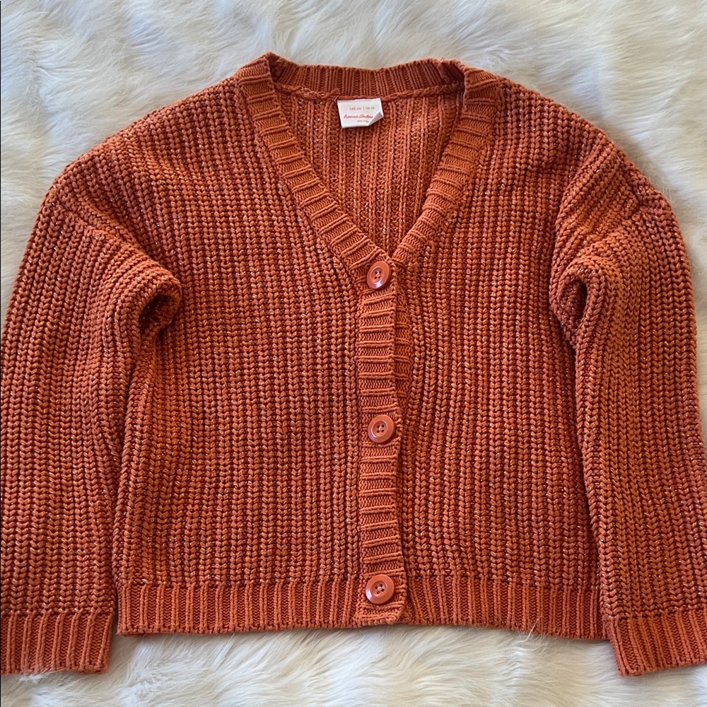 Hanna Andersson Orange Sparkle Cardigan Sweater